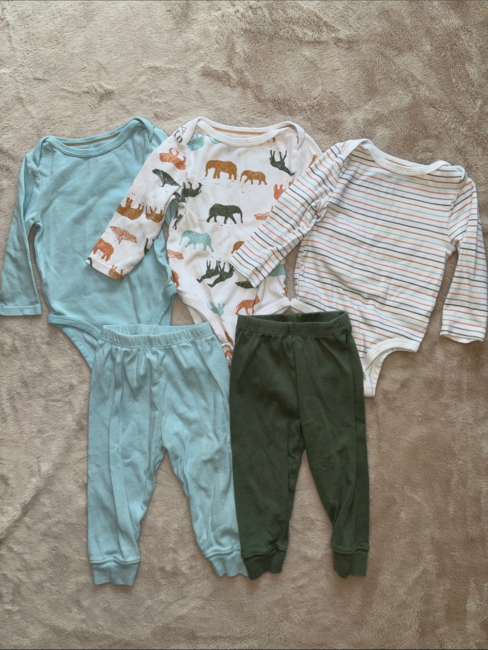 cloud island 12M Matching Set - Blue, Stripes, and Animal Print